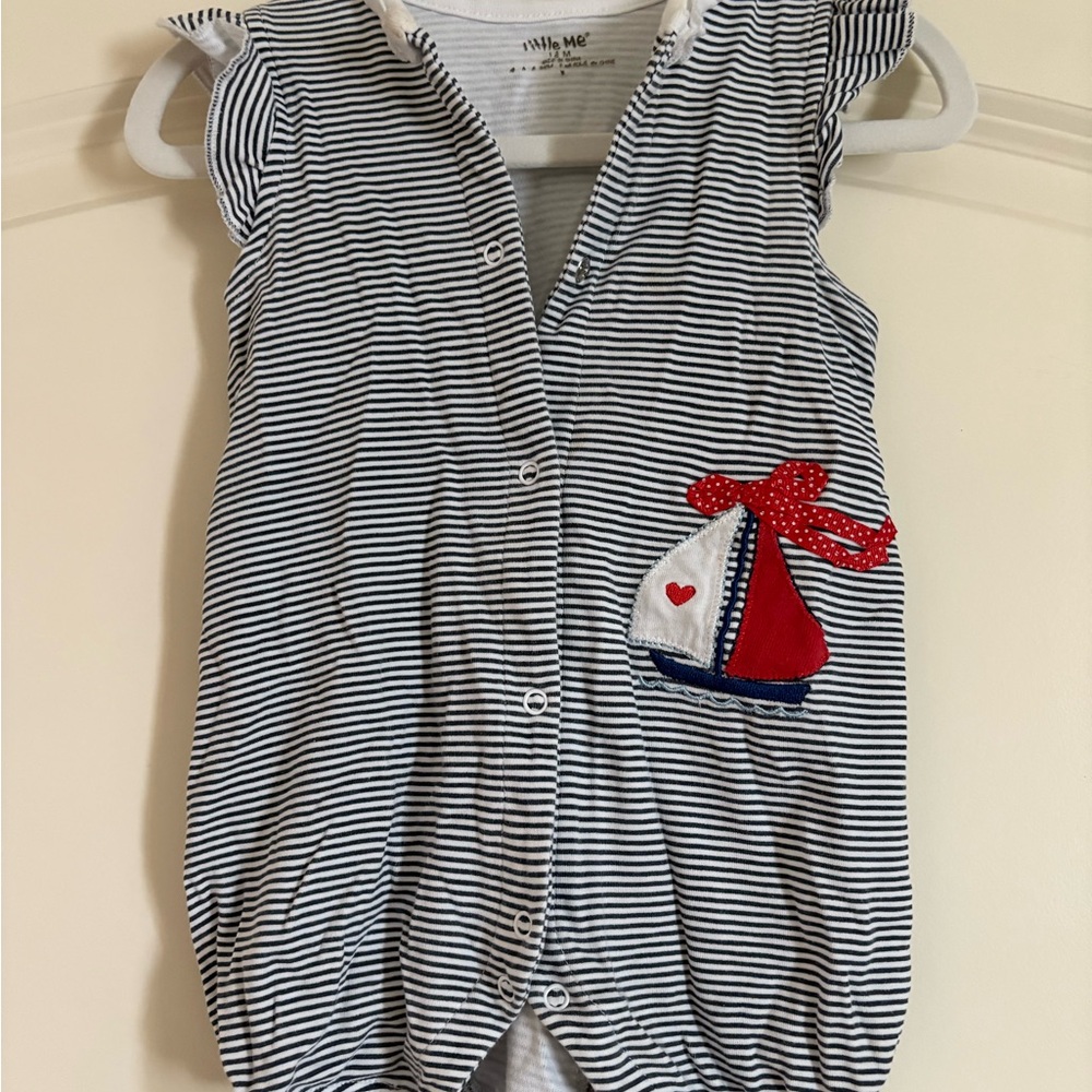 Little Me Striped Sailboat Onesie